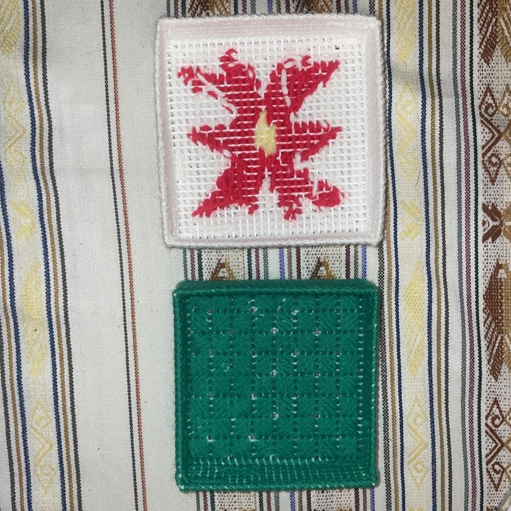 Four Needlepoint On Plastic Coasters With Storage Box - Picture 5 of 7